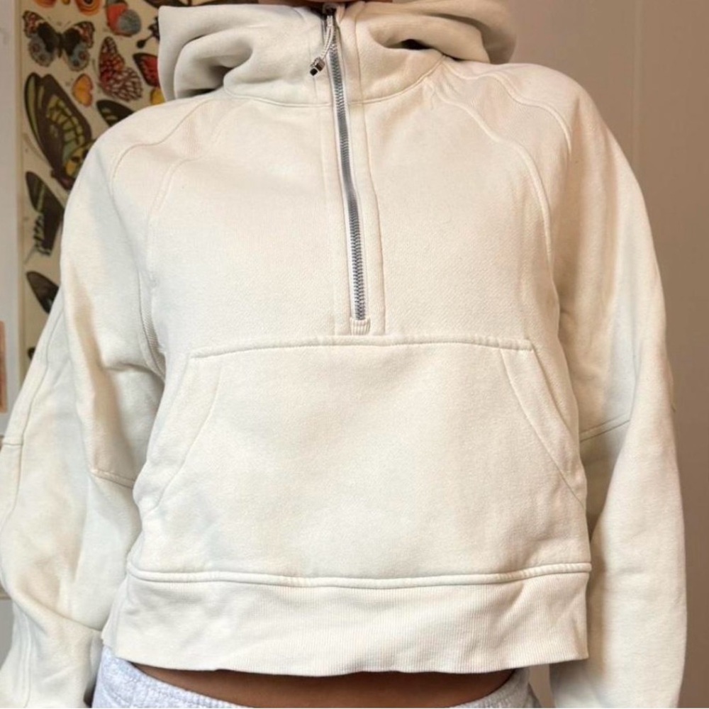 lululemon athletica Cropped Half-Zip Hoodie in Cream